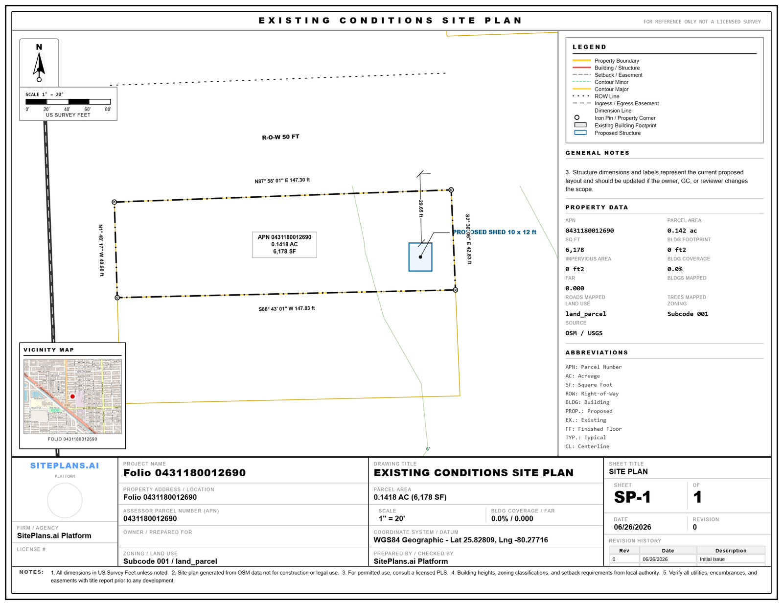 Example site plan PDF exported from SitePlans.ai