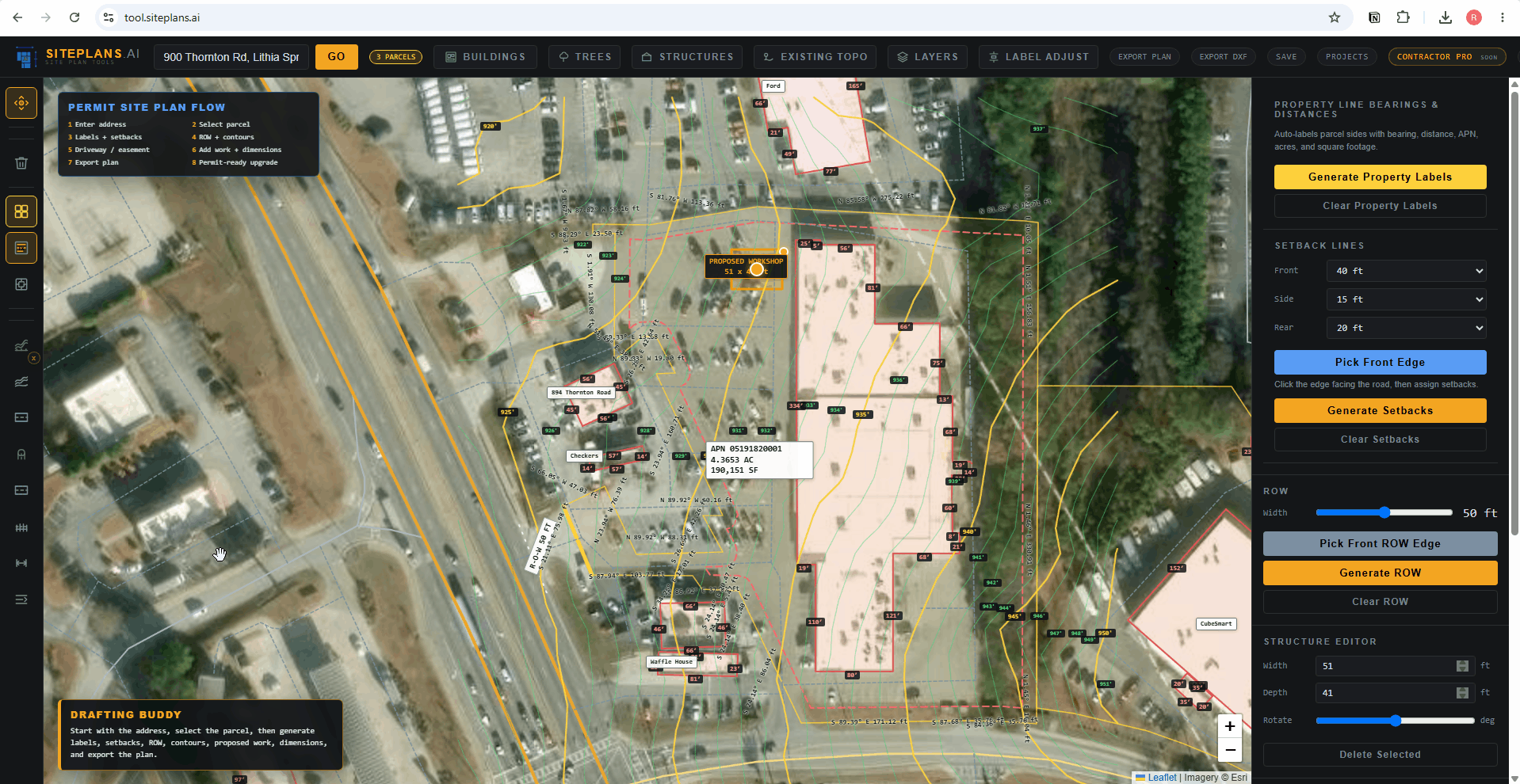 Tutorial showing how to export a site plan PDF from SitePlans.ai